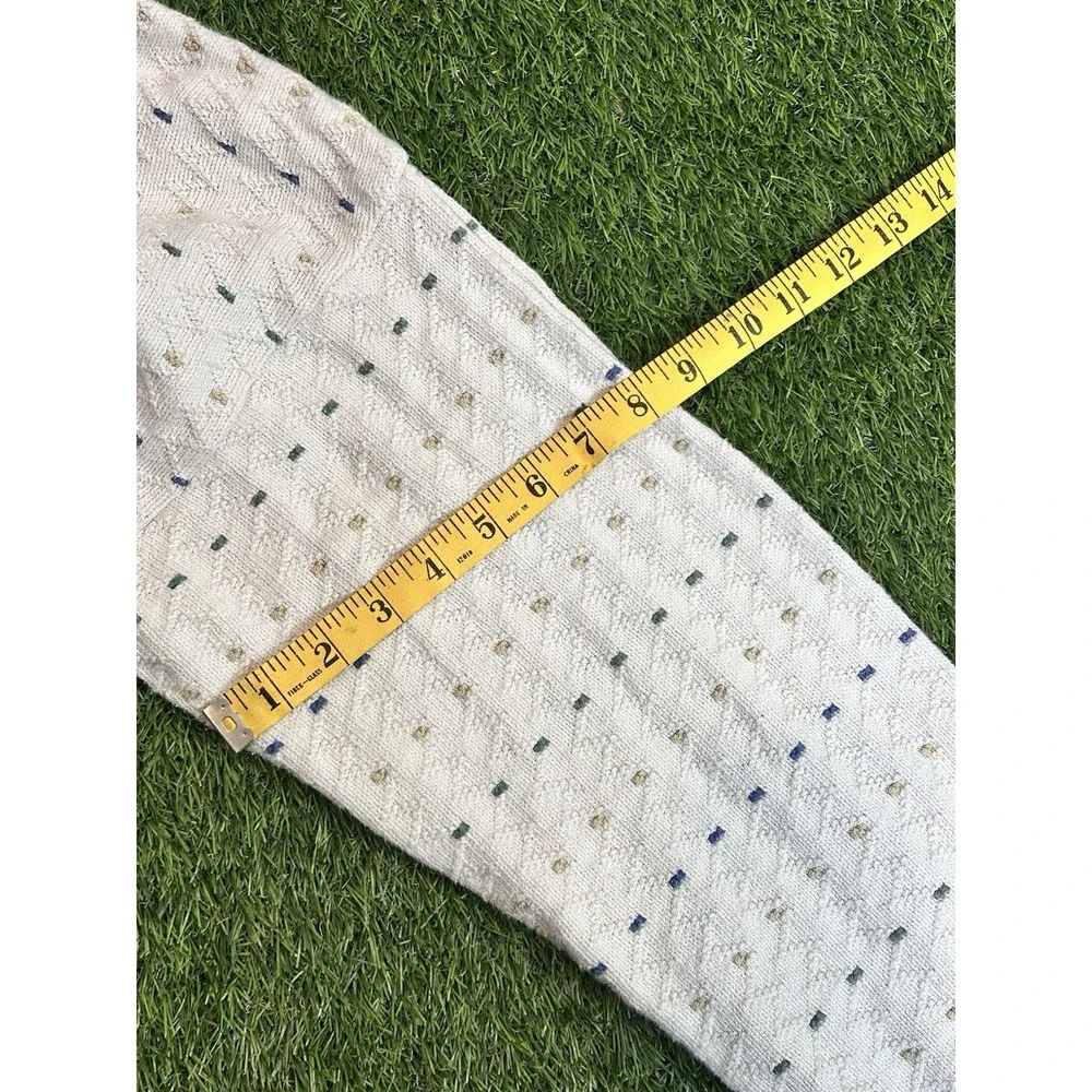 Vintage Care Isle Knitters Sweater Men Small White Geometric Grandpa‎ Knit 80s